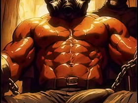 AI生成的蒙面肌肉诱惑：暗室勾引 chinese gay hang out in porn